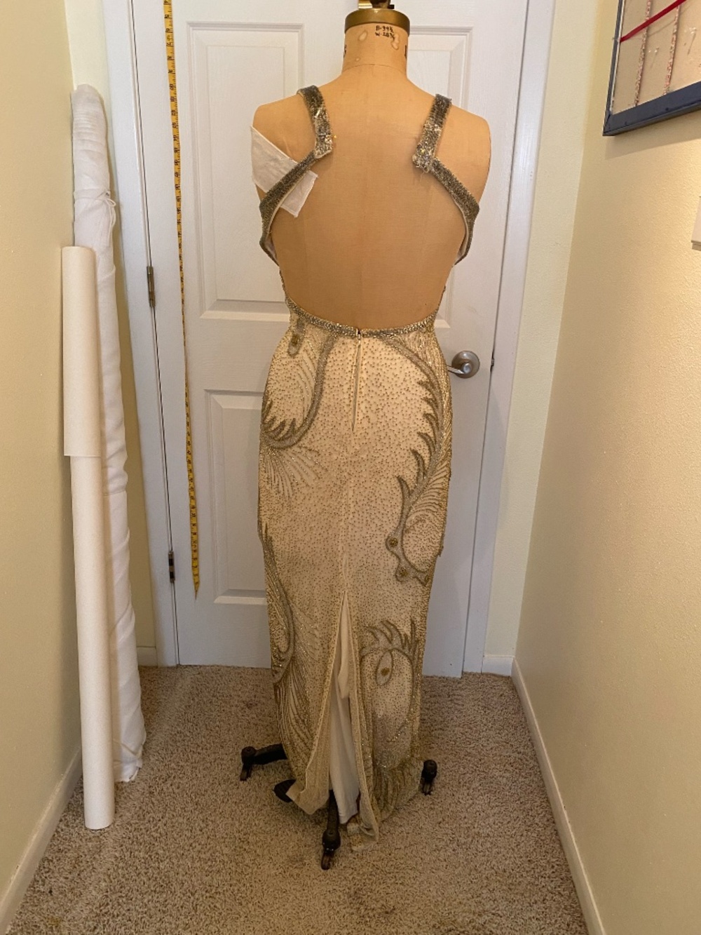 Gold and Cream Beaded Formal - Picture 2 of 5